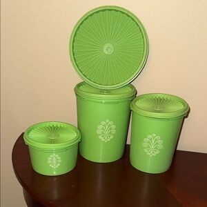 Vintage Tupperware Green Food Storage Set